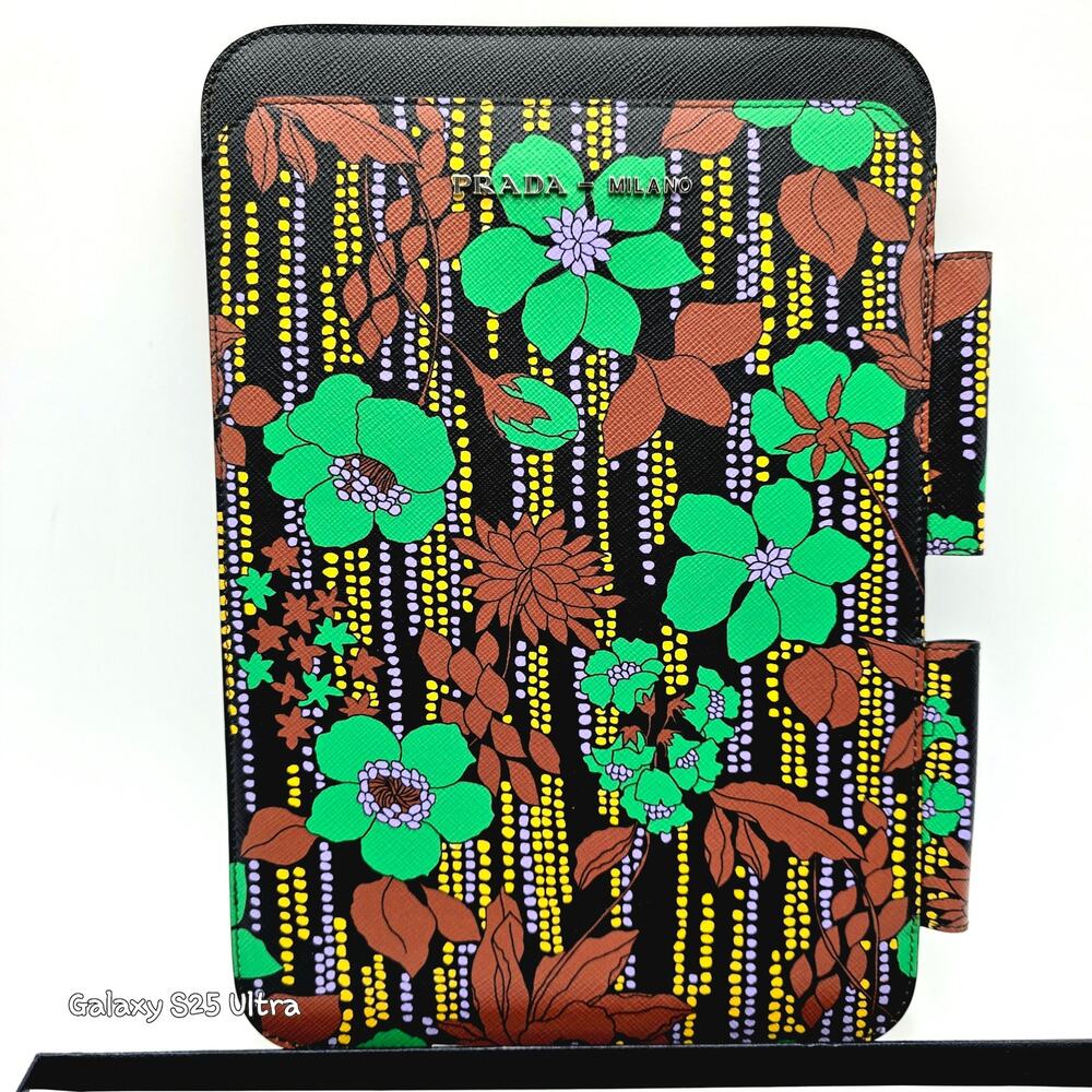 Prada Saffiano Leather Flower Print iPad Tablet Case NEW in Box - Picture 7 of 12